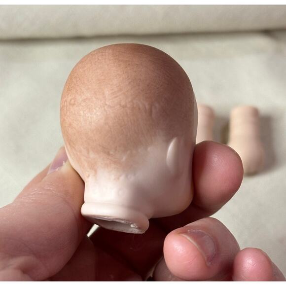 Vintage Sugar Lump Baby Doll Head & Hands Set – Miniature Craft Parts - Picture 7 of 12